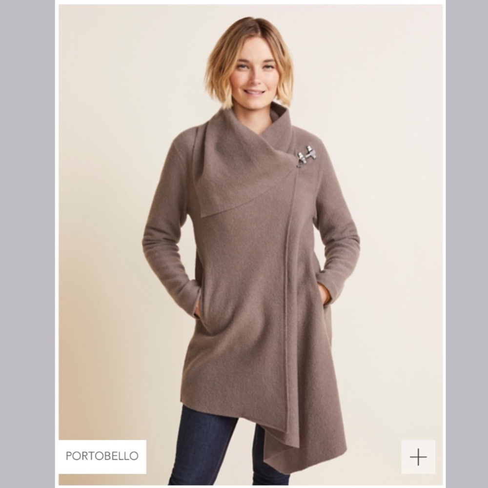Garnet Hill Asymmetrical Boiled Wool Coat Petite